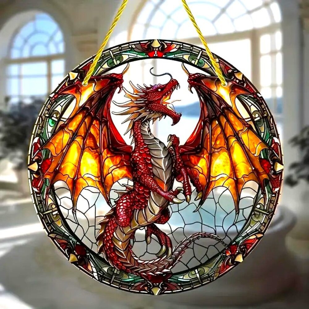 Suncatcher Dragon Wyvern Fantasy Magic Window Decor Art Colorful In/Outdoor - Picture 7 of 7
